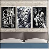TBDY Wandbilder Hr Giger Li II Classic Horror Alien Film Poster Leinwand Malerei Wandkunst Bilder Poster Und Drucke Dekoration Geschenk Kein Rahmen (50x70cm x3)