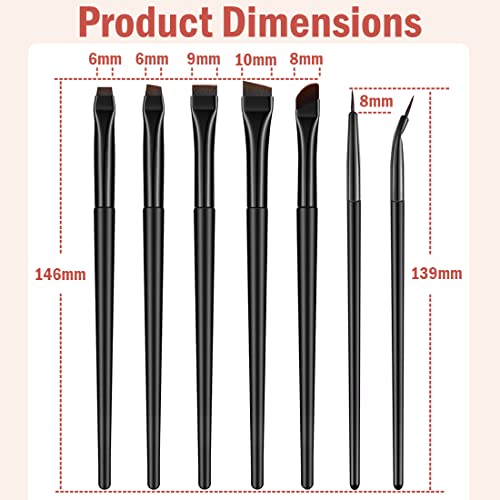 Rytrre 7 Pcs Eyeliner Brush, Professional Eye Liner Makeup Brushes, Angled Flat Definer Ultra Fine Bent Pencil Point Eyeliner Brushes For Precision Liner #TOP5