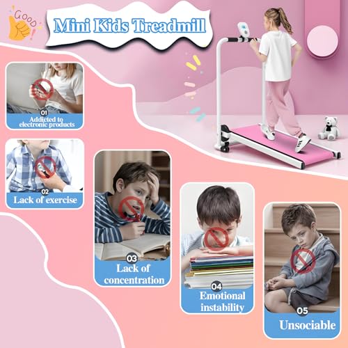 Image of Foldable Kids Treadmill - Self-Propelled Indoor Exercise Machine for Ages 3-15, Compact Workout Equipment with Display, Ideal for Home Play Gym Fitness