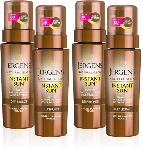 Jergens Natural Glow Self Tanning Mousse, Deep Bronze, 6 Fl Oz (Pack of 4)