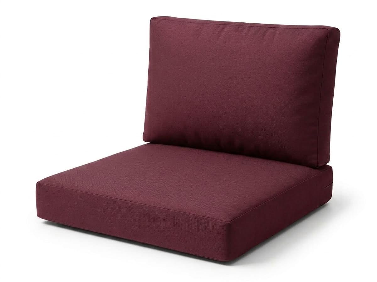 Rattan Garden Furniture Cushions Set – High-Density Foam Support, Outdoor Replacement Cushions for Patio Sofa & Conservatory – Water Resistant Covers (Burgundy, Back 56cm × 45cm x 7.5cm)