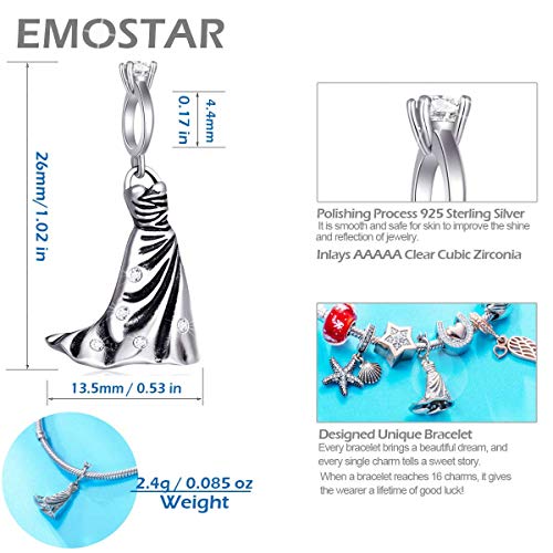 Wedding Theme Charms, 925 Sterling Silver Wedding Dress Ring Dangle, Butterfly, Bouquet Flower,Cheongsam,Fu Bag, "Just Married",Little Prince Beads fits Anniversary/Birthday/European DIY Bracelet4