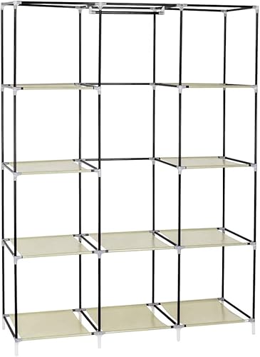 Miniatura 6 de Volowoo Armario portátil de 67 pulgadas, organizador de almacenamiento con estantes y cubierta para colgar ropa, tela no tejida, rápido y fácil de