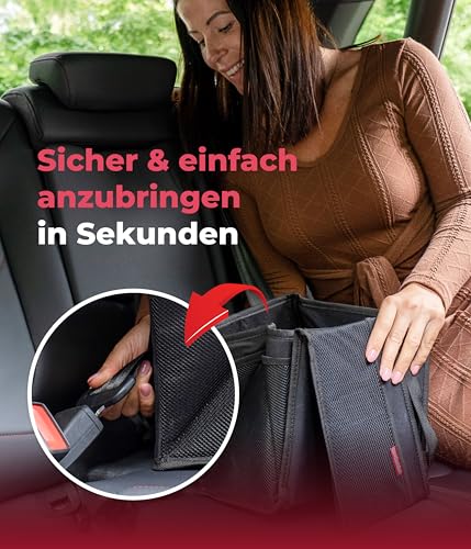 HerzensKind Auto Organizer - die praktische Faltbox für den Rücksitz oder Kofferraum. Rücksitz Organizer zum Verstauen von Windeln Spielzeug etc. neben dem Kindersitz