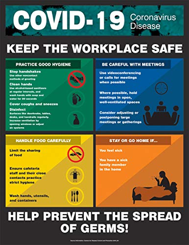 COVID-19 Safety Poster, Keep The Workplace Safe, 28" x 22"