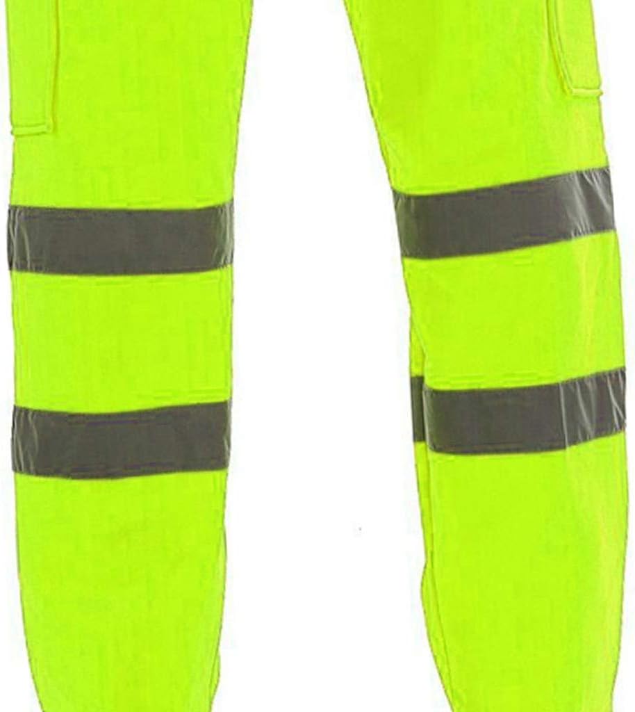 HJINGSUN Reflective Pants Men High Visibility Sweatpants Fall Drawstring Elastic Waist Work Pants Lightweight Hi Vis Trousers