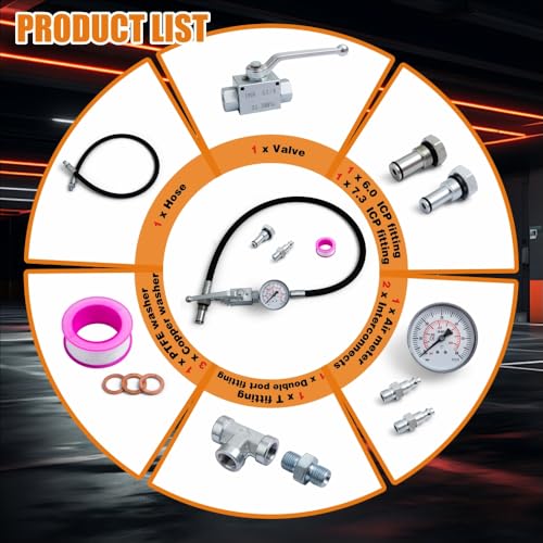 Melincars Professional High Pressure Oil System IPR Air Test Tool Kit for Ford 6.0L-7.3L Powerstroke Diesel, Silver Steel Construction, Diagnostic Equipment with Pressure Gauge by Melincars - Image 2