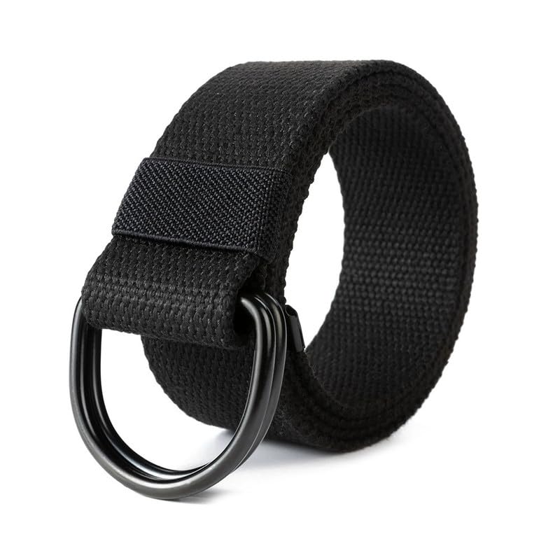 Canvas Belt for Men | Black Double D-Ring Buckle Tactical Web Belt | Military Style Durable Adjustable Belt-image-14
