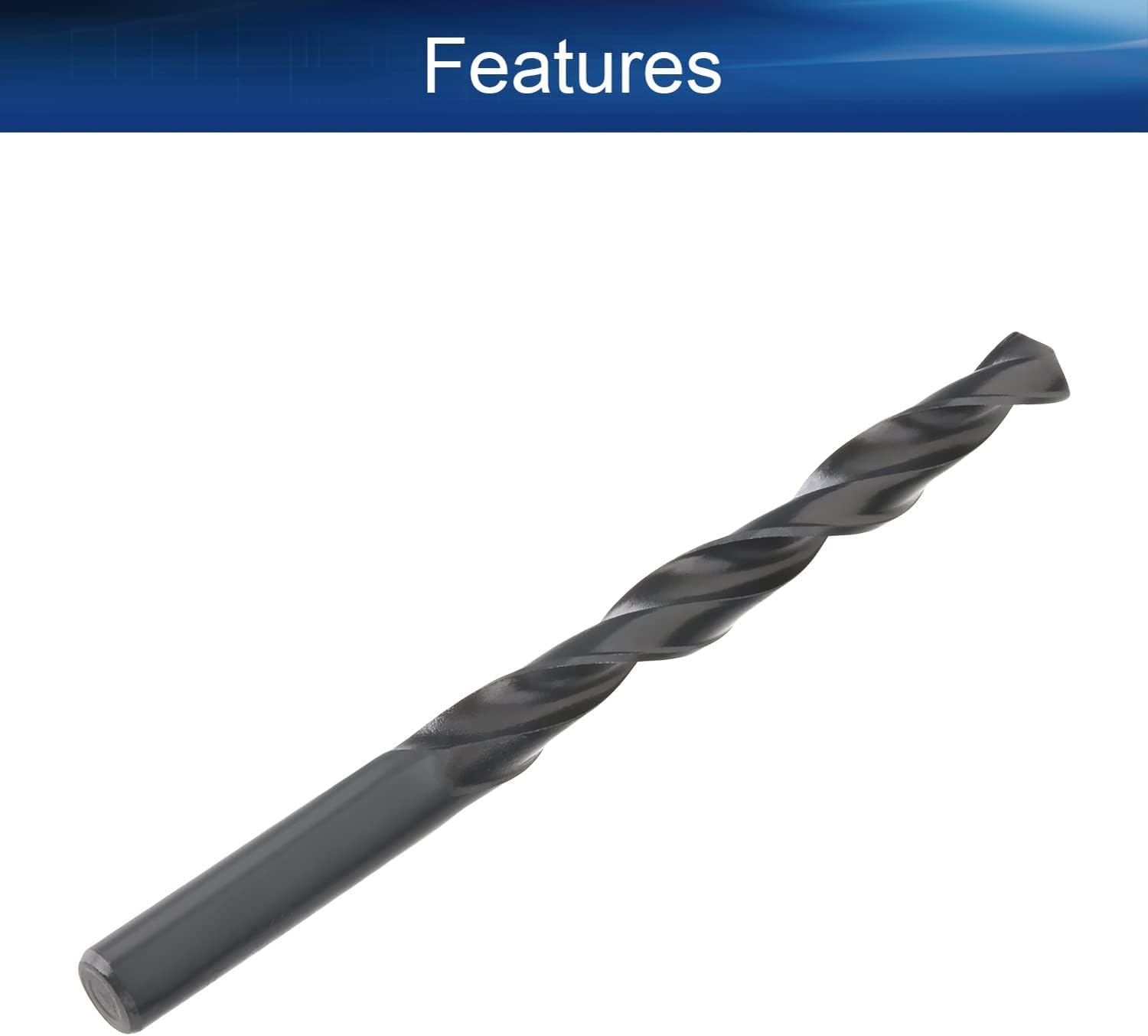 Auniwaig 5pcs Round Shank Drill Bit, 9.5mm High Speed Steel Twist Drill Bit HSS-9341, Black Nitride Coated Finish, for Aluminum Plate Copper Wood Stainless Steel