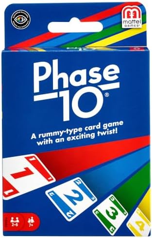 Mattel Games Phase 10 Card Game for Families, Adults and Kids, Challenging & Exciting Rummy-Style Play