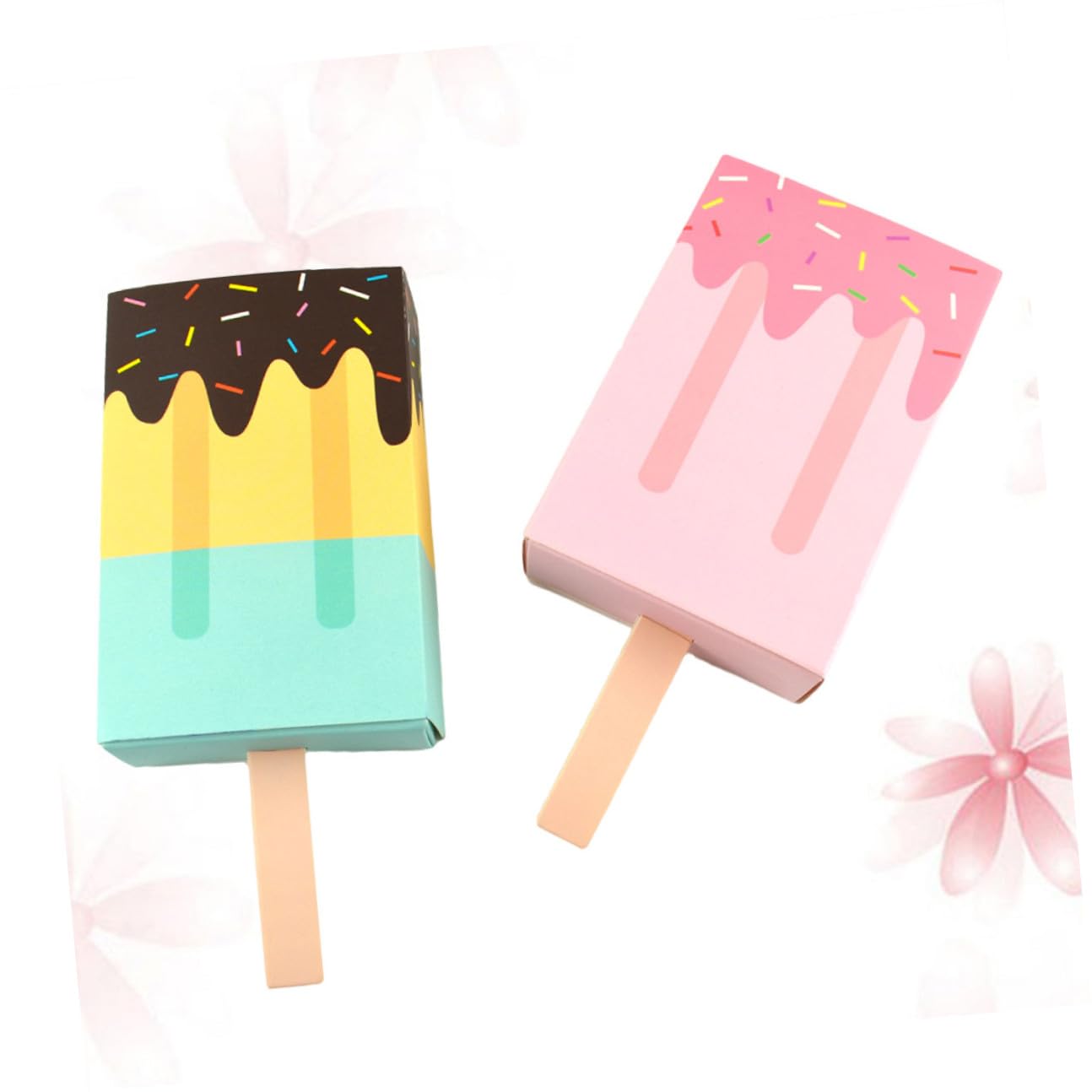100 Pezzi Scatole di Carta Forma Gelato Cassetto per Confezionare Caramelle e Biscotti Colore Blu e Rosa per Festa di Compleanno e Attività Creative