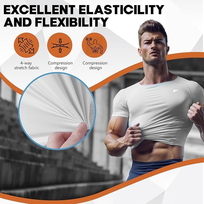 Men's Compression Quick Dry Short Shirts UPF 50+ UV Sun Protection Workout Undershirts Weatherproof Rash Guard2