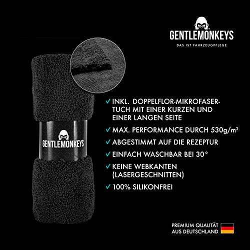 GENTLEMONKEYS Profi Cockpitpflege Auto (500ml) inkl. Mikrofasertuch • Innenraumreiniger für Reinigung & Pflege aller Kunststoffe & Glattleder • Farbauffrischung & Schutz • Auto Reinigungsset