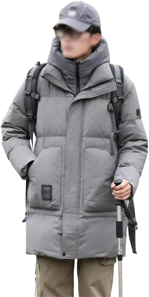 VIDI Detachable Hooded Down Jacket Male Long Winter Thick Fake Two Warm Coats Outdoor