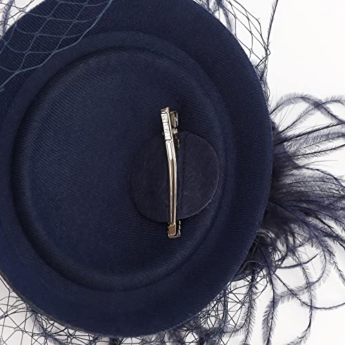 Image of DRESHOW Fascinators Hat Feather Headband Women's Fascinators Tea Party Headwear with Clip Flower Head Band for Girls & Women