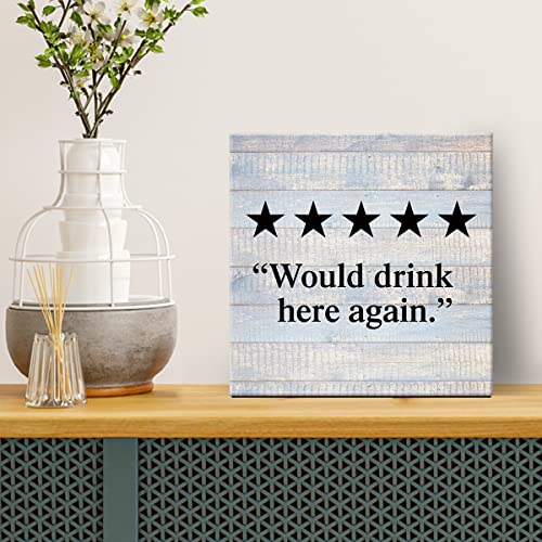 Country Would Drink Here Again Canvas Prints Wall Art Decor Desk Sign Humor Kitchen Bar Poster Painting Framed Artwork 8 X 8 Inch Rustic Home Shelf Wall Decoration #TOP2