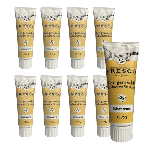 FRESCO Dog Fein Gemacht! Käsecreme Hunde Tube | Vegetarisch mit Edamer, frischen Karotten & Kürbis | Premium Hundeleckerli getreidefrei | 9 x 75g | Aus Deutschland