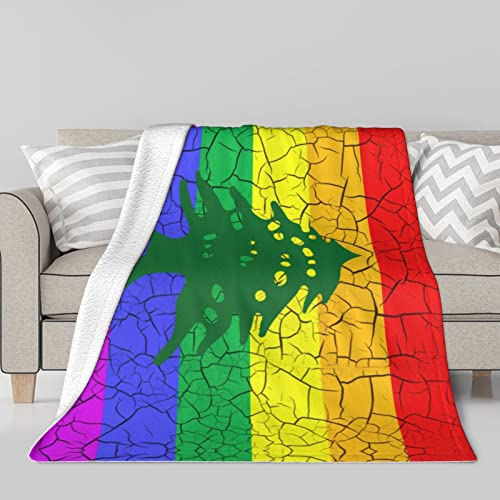 Manta con Bandera Gay libanesa Manta térmica de Lana de Cordero Manta de Cama de Aire Acondicionado de Doble Cara 80 'x60