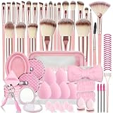 73PCS Makeup Brushes, Makeup Brush Set Professional Makeup Kit Multi-functional Makeup Tool Set with Case Facial Makeup Accessories,Brush Set Eye & Makeup Sponge(Pink)
