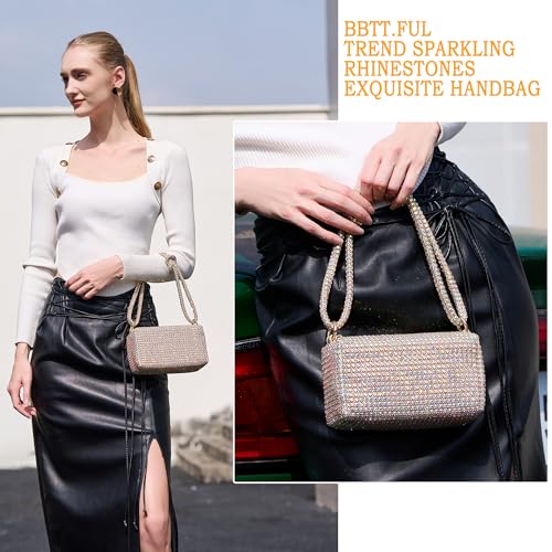 Image of BBTT.ful Rhinestone Evening Handbags Sparkling Crystal Purse Daily Casual Shoulder Bag