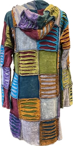 Karma Handicrafts Hippie Boho Winter Cotton Patchwork Embroidered Jacket Hoodie Retro Coat Nepal J54