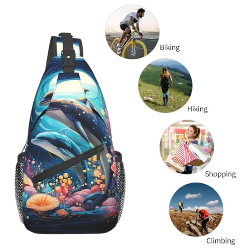 Sling Bag para Mujer y Hombre bolsa pechera con diseño de delfín miniatura 5