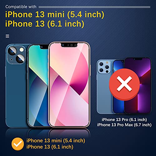 Image of UniqueMe iPhone 13 /13 Mini Camera Film Lens Cover for iPhone 13 /13 Mini, 3 Eyes, Ultra Thin, 9H Hardness, Made of Nippon Asahi Glass, Scratch Resistant, Shock Resistant, Black Edging, Dustproof, High Transmittance, Over Exposure Prevention, Lens Protective Film