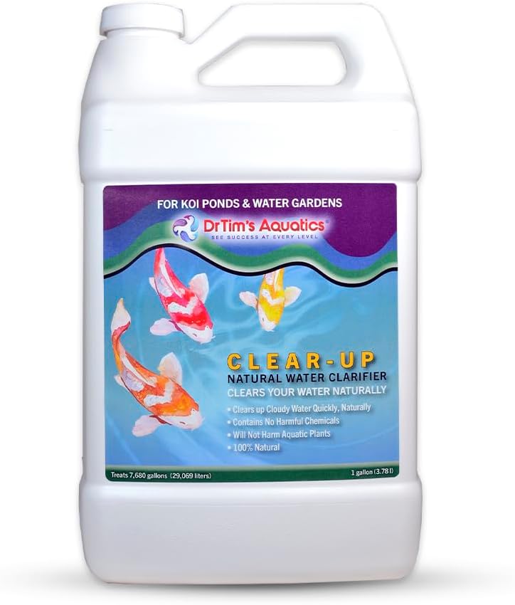 DrTim's Aquatics KOI-Pure Clear-UP Natural Water Clarifier – for Ponds, Water Gardens, Fish Tanks, Aquariums, Disease Treatment – Eco-Friendly Solution to Clear Waters – Removes Toxins – 128 Oz.