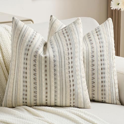FUTEI Grey White Decorative Throw Pillow Covers,18x18) Set of 2