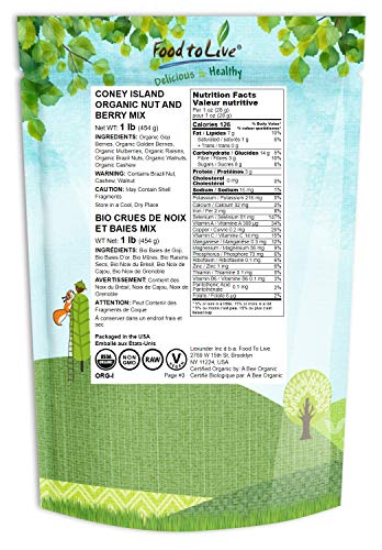 image for Organic Raw Nut and Berry Superfoods Snack Trail Mix by Food to Live (