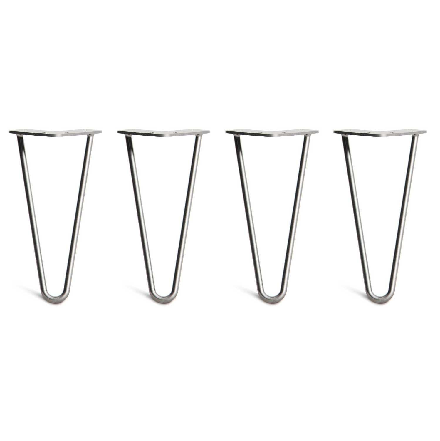 [HLC] 4 x Hairpin Table Legs – Superior Double Weld Steel Construction With Screws, Build Guide & Protector Feet Worth £8 Included! – 10mm Steel [10"/25cm,Zinc]