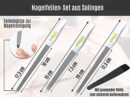 Profi Nagelfeilen Set aus Solingen Maniküre Feilen Made in Germany 2-Seitig Fein/Grob Pediküre Saphirnagelfeilen in… – Bild 3