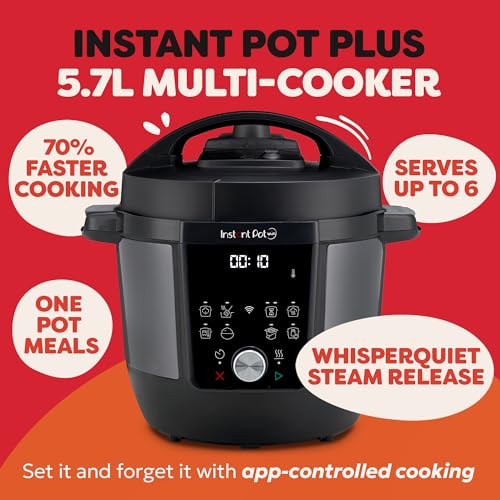 Instant Pot Plus 9-in-1 Electric Multi-Cooker 5.7L - Brushed Stainless Steel, Pressure Cooker, Slow Cooker, Rice Cooker, Sauté Pan, Yoghurt Maker, Food Warmer, Steamer Pot, Sous Vide, Steriliser - Image 3