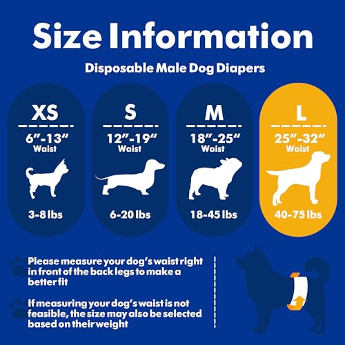 Image of MICOOYO Male Dog Diapers, Disposable Male Dog Wraps with Wetness Indicator, Super Absorbent | Leak Proof Dog Diapers for Incontinence, Marking, Puppy Training, l, 25-32-inch Waist, 50 Counts