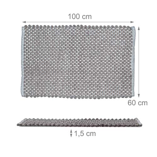 Relaxdays Grey Bathmat, Non-Slip Bathroom Mat, Anthracite, Washable, Carpet Runner in 60x100 cm, Rug