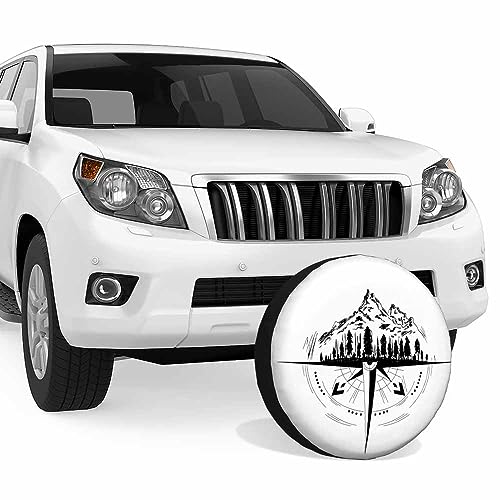 Image of Compass Spare Tire Cover Mountains Outline Palm Tree Nature Travel Beautiful Rock Weatherproof Universal Wheel Protectors Camper Tire Covers for Trailer Rv Travel(17 inch)