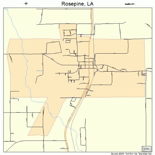 Large Street & Road Map of Rosepine, Louisiana LA Printed poster size