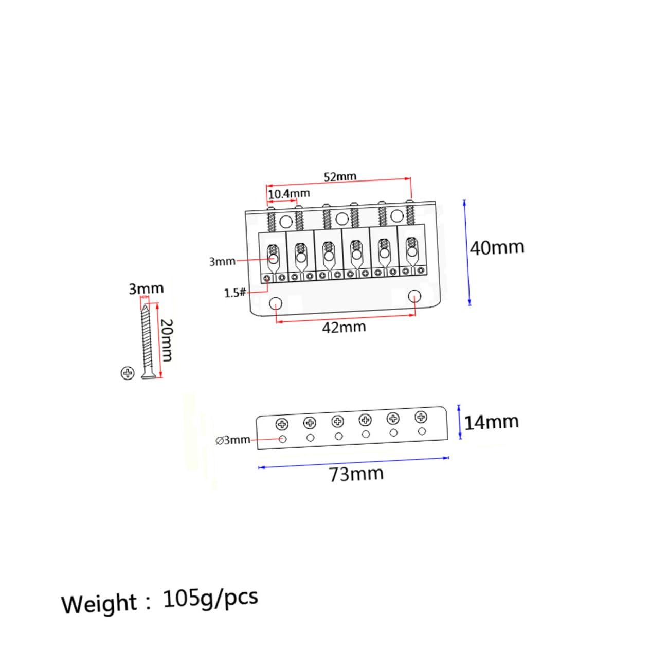 Holibanna 1Set String Guitar Bridge Metal Saddle Bridge for Easy Installation Strain Plate Replacement for Ukulele Vintage Look Fit