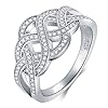 BORUO 925 Sterling Silver Ring, Celtic Knot Cubic Zirconia CZ Wedding Band Stackable Ring Size 8