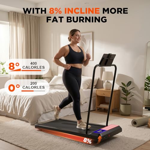 Image of RJOP 2.5HP Walking Mat with Incline Pad, Under Desk Treadmill for Home Gym | Walking Running Pad with Remote, 3 in 1 Low Noise Small Mini Portable Treadmill with LED Screen, 270lbs Capacity