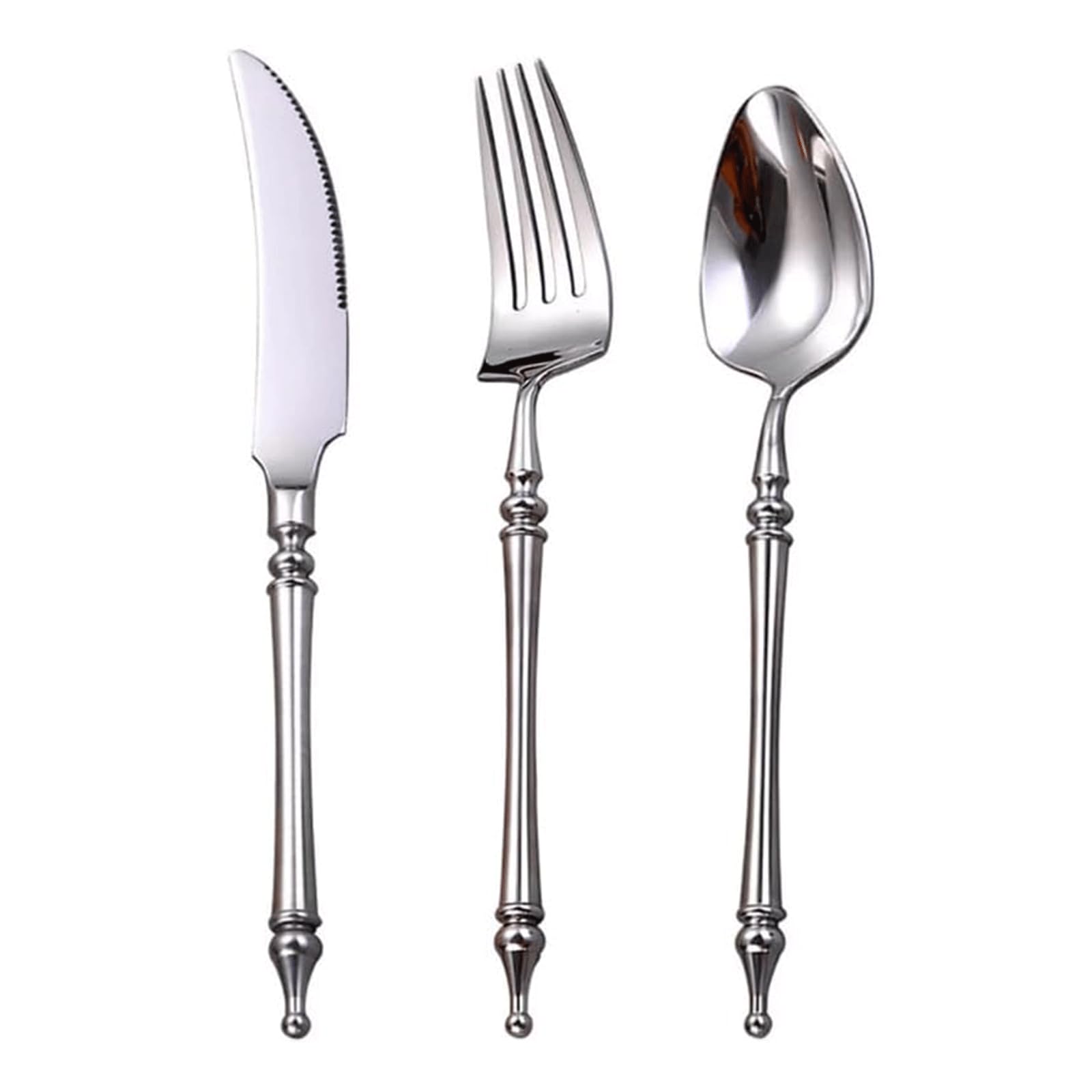 BKEKM Forks and Spoons Retro Flatware Set 2/3 Pcs Knife Fork Spoon Stainless Steel Dinner Knives Home Kitchen Dinner Forks Reusable Silverware Set safer