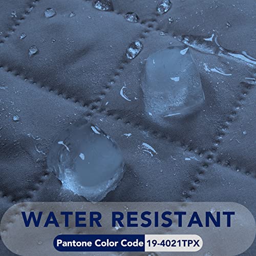 Image of PureFit Reversible Quilted Sofa Cover, Water Resistant Slipcover Furniture Protector, Washable Couch Cover with Non Slip and Elastic Straps for Kids, Dogs (Oversized Recliner, Dark Blue /Light Blue)
