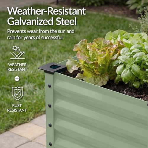 Image of Best Choice Products 72x24x30in Non Toxic Galvanized Raised Garden Bed, Metal Elevated Planter Box, Vegetable Garden, 100% Non Toxic Materials - Sage Green