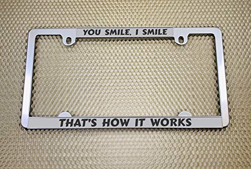 All-States | Slimline 2 Hole Chrome Metal Personalized With Custom Text Design Laser Engraved Standard Size (6”X12”) - Car/Automobile License Plate Frame With Free Caps - Silver/Black (Qty: 1 Frame) #TOP3