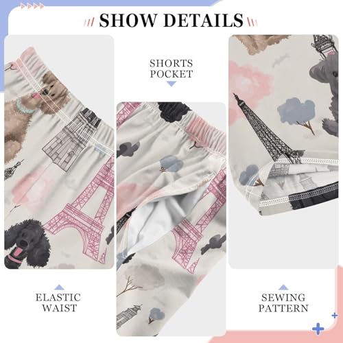 ZZXXB Poodle Eiffel Tower Boys Long Pants Soft Trousers Elastic Waist Kids Lounge Bottoms with Pockets S-XL4