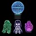 Huanchenda Star Wars 3D Ilusión Lámpara, 4 Patrones 16 Colores Cambian Luz Nocturna Lámpara de Noche para Decoración de Dormitorio