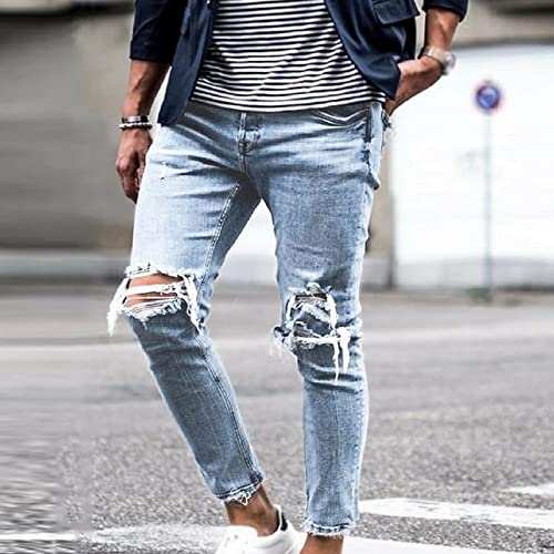 Maiyifu-GJ Ripped Skinny Jeans for Men Distressed Destroyed Denim Pencil Pants Slim Fit Stretch Jean with Broken Holes2