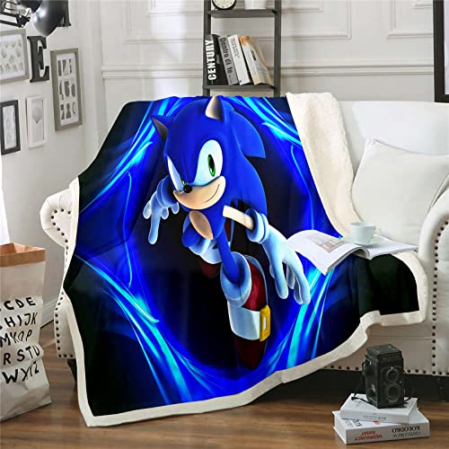 Fgolphd Sonic Couverture 100 % Microfibre Polaire pour Adultes et Enfants Doux et Chaud ?pour canapé-lit et canapé (1,100 x 140 cm) Cover