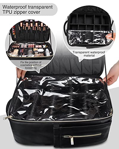 Relavel Makeup Backpack, Professional Makeup Case Extra Large Travel Train Case Makeup Bag For Women Cosmetic Organizer, Makeup Brush Storage Holder, Makeup Artist Kit, With Adjustable High Dividers #TOP4