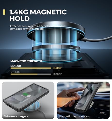 Image of Dexnor for Samsung Galaxy S25 Ultra Case with Camera Cover & Adjustable Kickstand & Built-in Screen Protector, Magnetic Rugged Shockproof Bumper Cases Heavy-Duty Magnetic Protective Cover(2025),Black | with Camera Cover